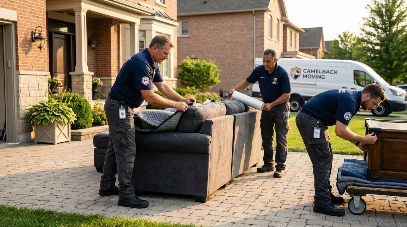 Large estate moving crew wrapping furniture in Sharon, PA
